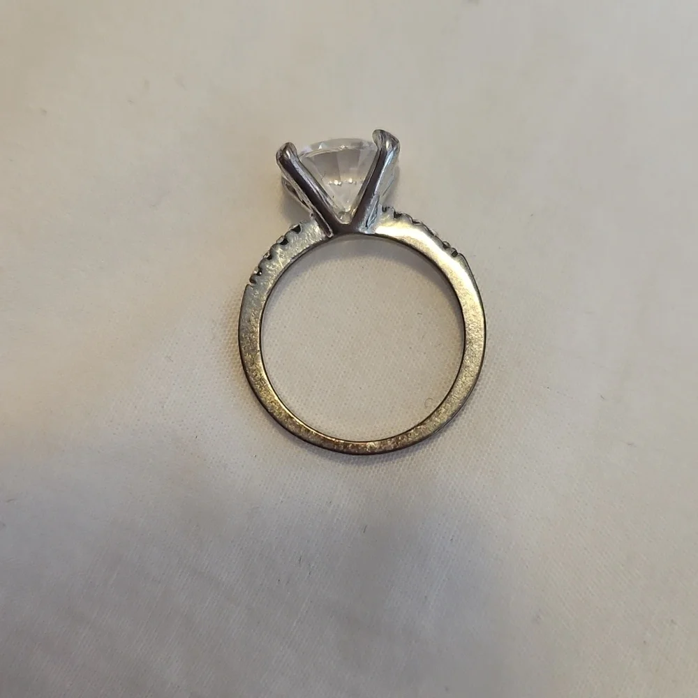 Silver Cubic Zirconia Solitaire Ring